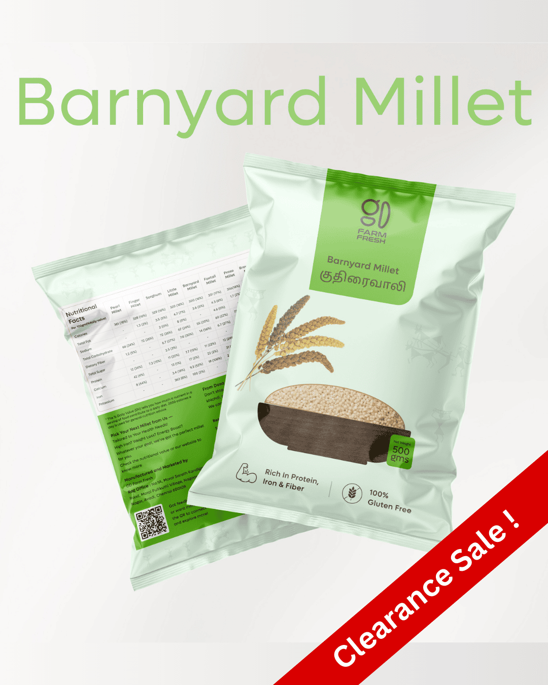 Barnyard Millet (Kuthiraivali), High Protein, Low GI Grain