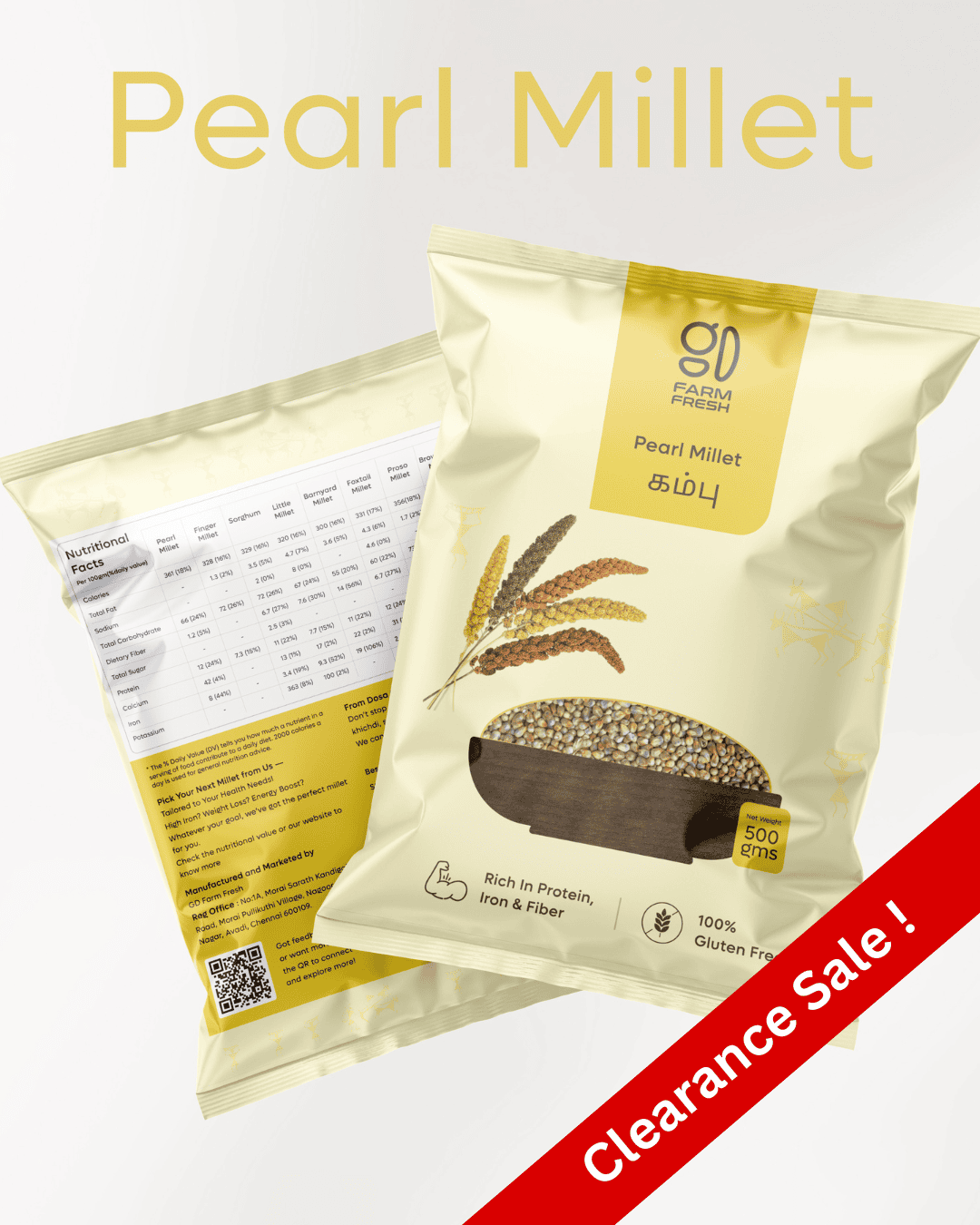 Pearl Millet (Kambu), Iron Rich Gluten-free Whole Grain