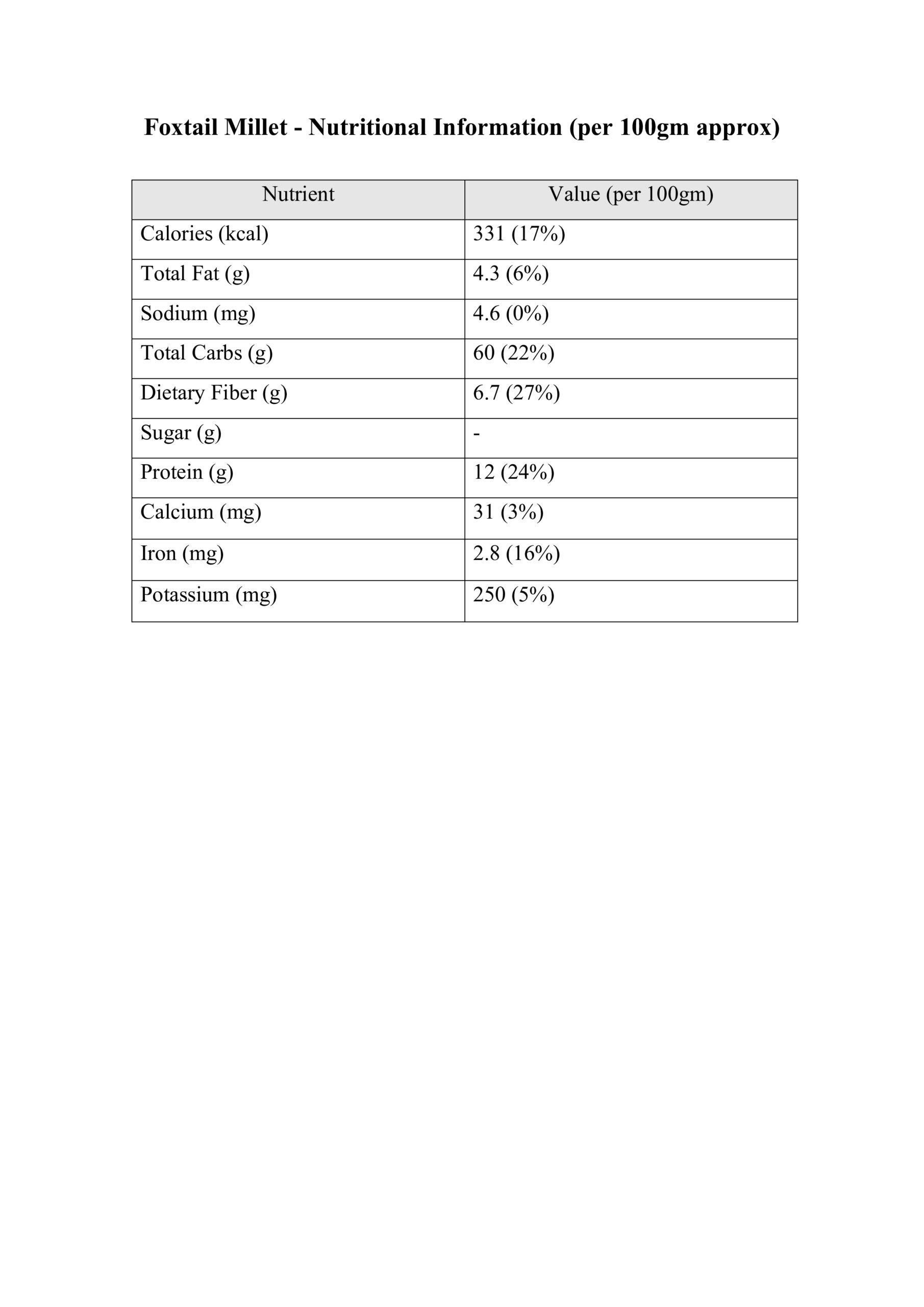 Foxtail Millet (Thinai), Gluten-free Whole Grain - Image 2