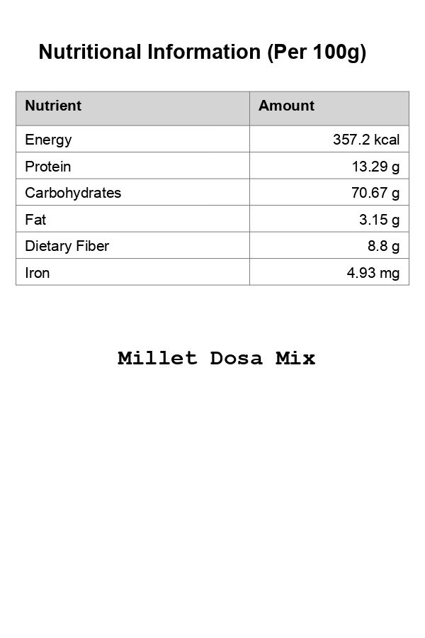 Millet (Sirudhaniyam) Dosa Mix, Instant & Nourishing - Image 2
